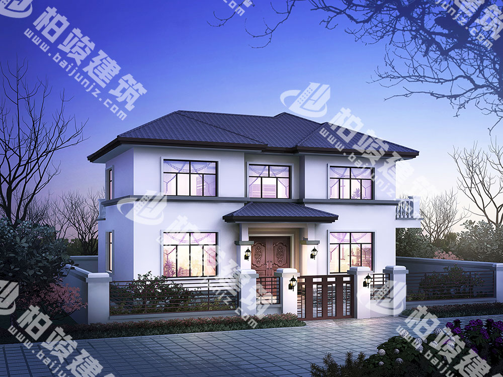 二層現(xiàn)代風格自建房設計圖，框架結(jié)構(gòu)，大氣設計