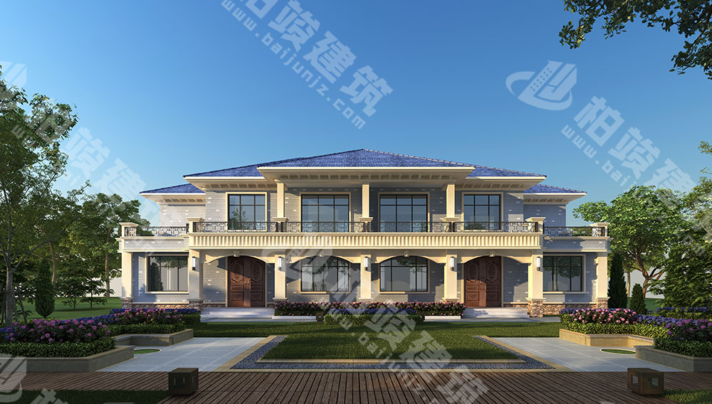 農村自建二層雙拼別墅，磚混結構，簡歐風格，戶型通透，布局合理
