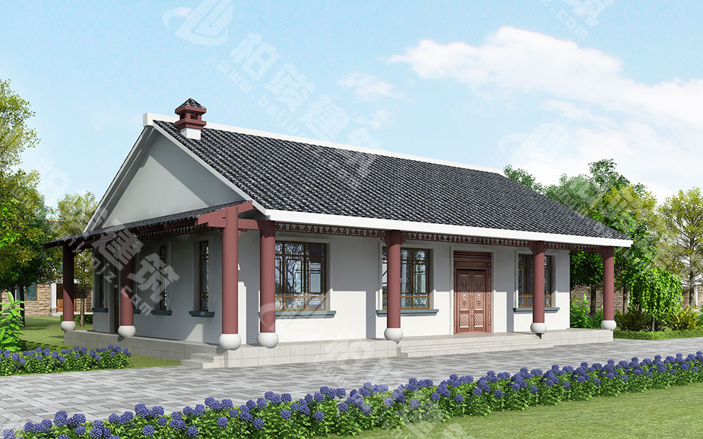 農(nóng)村自建一層新中式別墅，內(nèi)部四室，帶火炕、柴火灶、壁爐