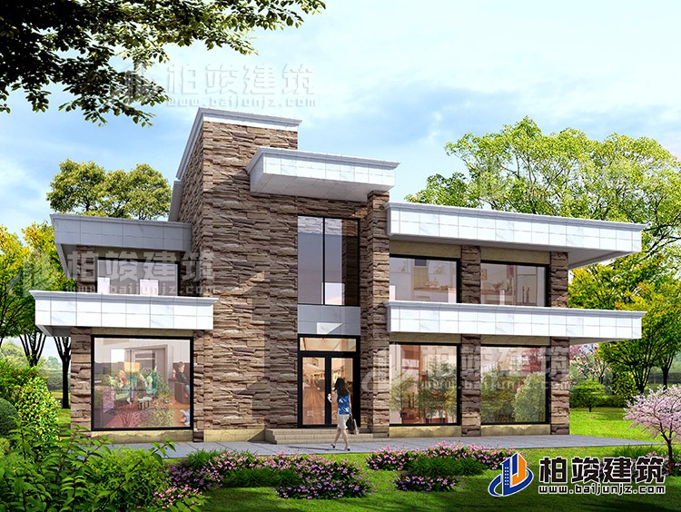 二層農(nóng)村現(xiàn)代別墅設(shè)計(jì)圖紙，有娛樂(lè)室、健身房18x12米BZ252-新中式風(fēng)格