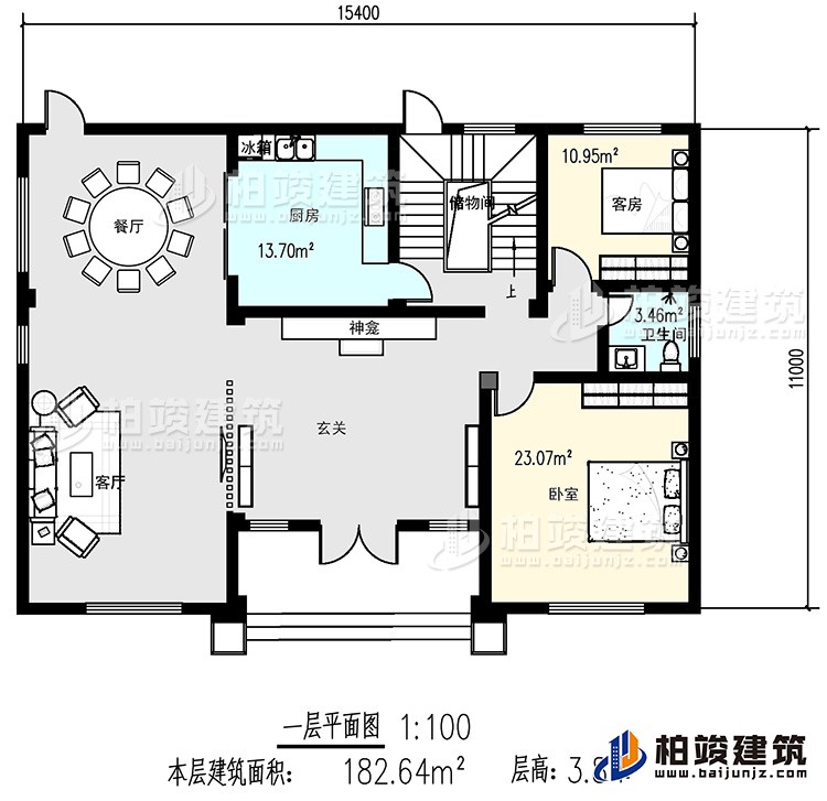一層：客廳，2臥室，廚房，餐廳，衛(wèi)生間，儲(chǔ)物間