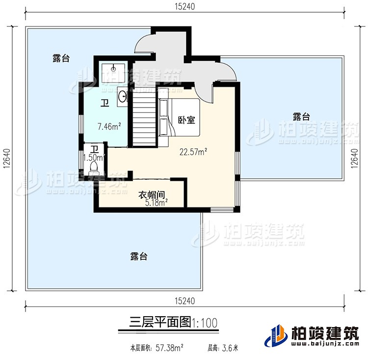 三層：臥室、公衛(wèi)、衣帽間、三露臺(tái)