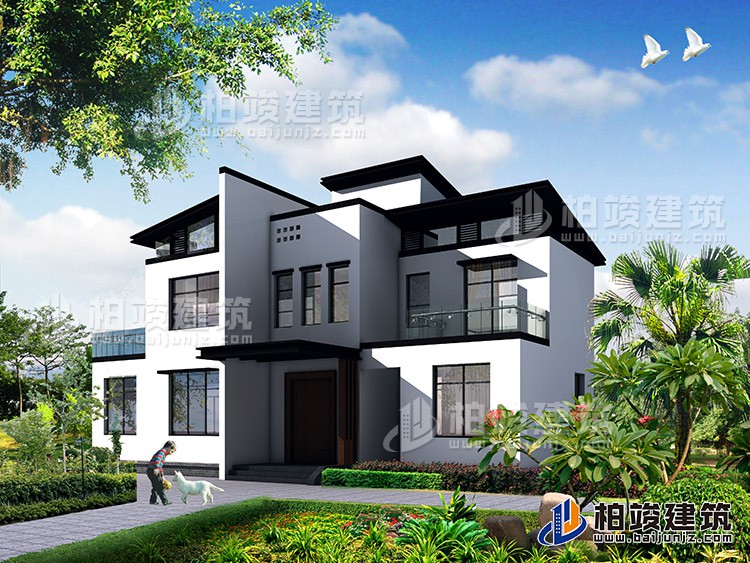 新中式二層別墅設計施工圖，占地120平米左右BZ220-新中式風格