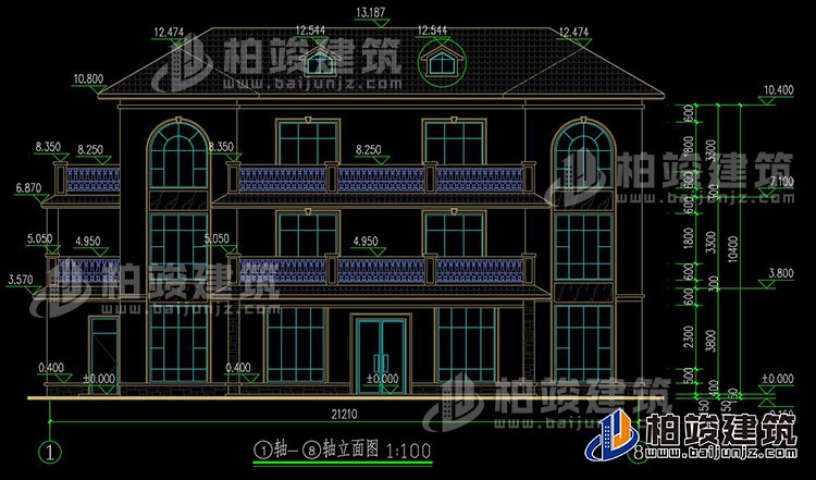 農村三層兄弟雙拼歐式風格別墅設計圖及效果圖紙BZ369-簡歐風格