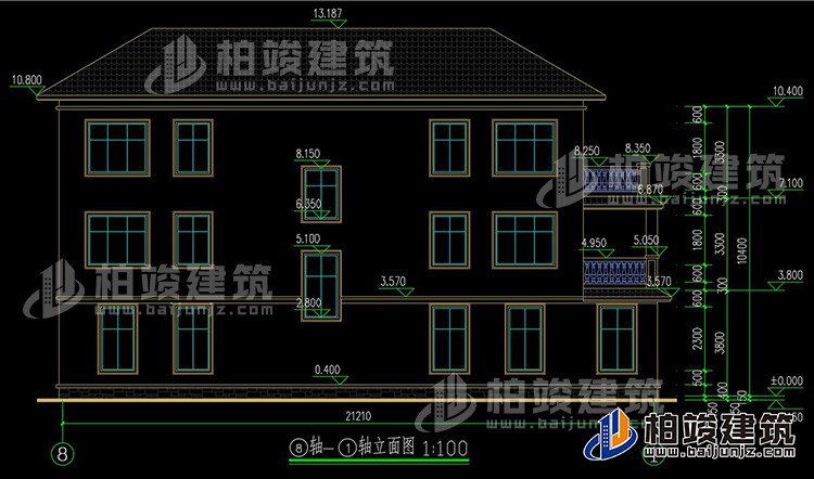 農村三層兄弟雙拼歐式風格別墅設計圖及效果圖紙BZ369-簡歐風格
