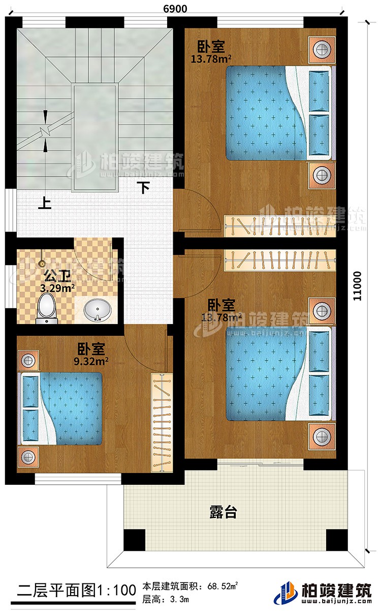 歐式三層樓房設(shè)計(jì)圖，三層新農(nóng)村樓房圖紙BZ353-簡歐風(fēng)格