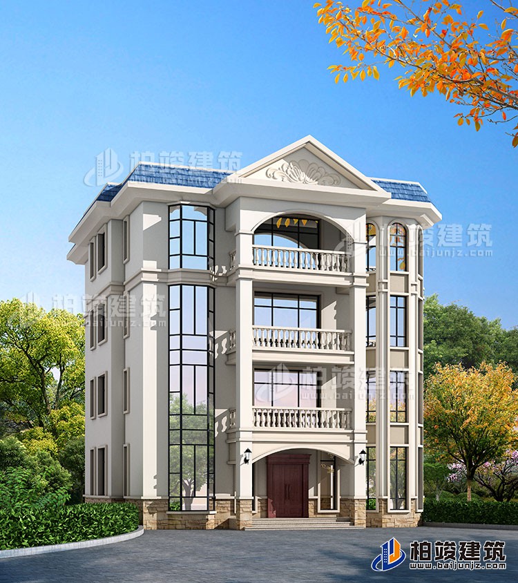 四層豪華歐式別墅自建樓房設計圖紙，帶效果圖和全套施工圖BZ407-簡歐風格