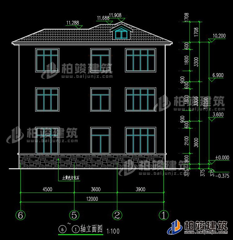 三層農村自建房屋建筑施工圖別墅設計圖紙,小別墅設計圖BZ385-簡歐風格