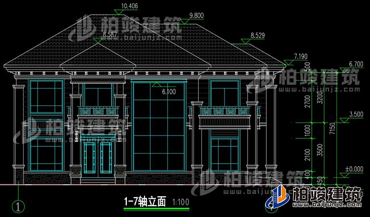 二層帶露臺農村簡單小別墅設計圖紙BZ2201-新中式風格
