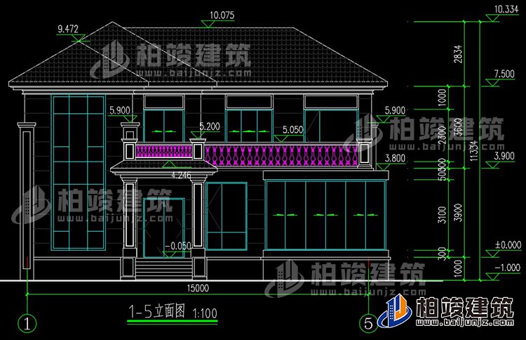 農村25萬別墅款式二層自建房設計圖，外觀簡約大氣BZ2513-簡歐風格