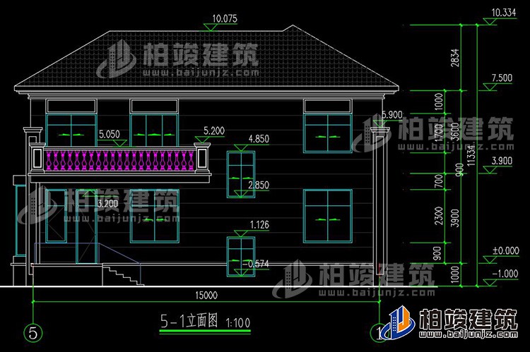 農村25萬別墅款式二層自建房設計圖，外觀簡約大氣BZ2513-簡歐風格