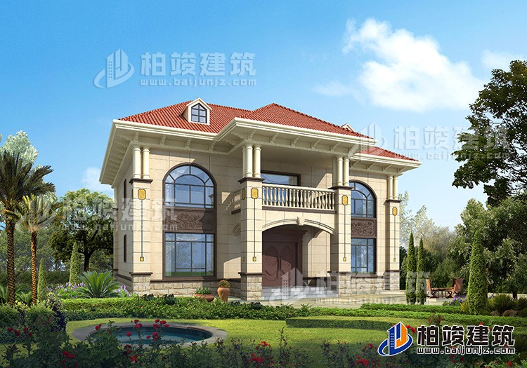 二層歐式復式小別墅設計方案，全套建筑設計圖紙BZ2518-簡歐風格