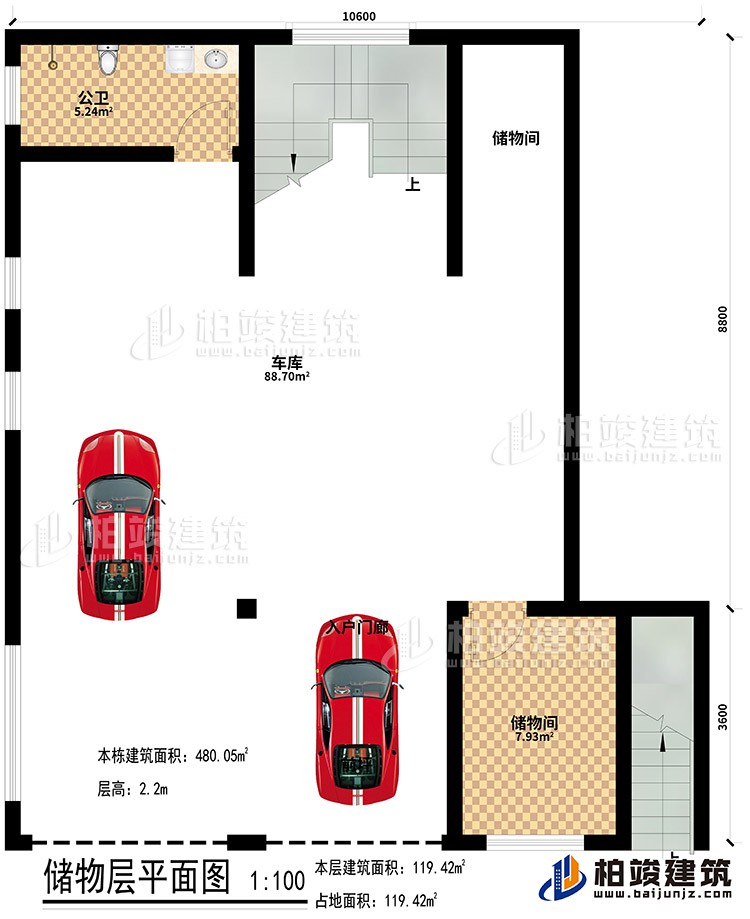 地下室：2儲物間、公衛、車庫