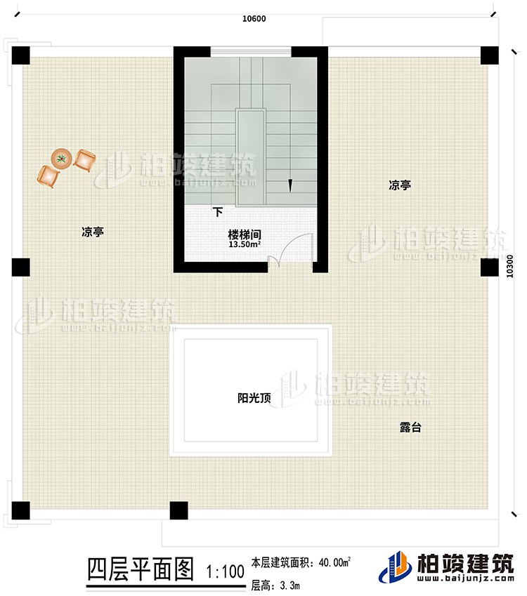 四層：樓梯間、2涼亭、露臺、陽光頂