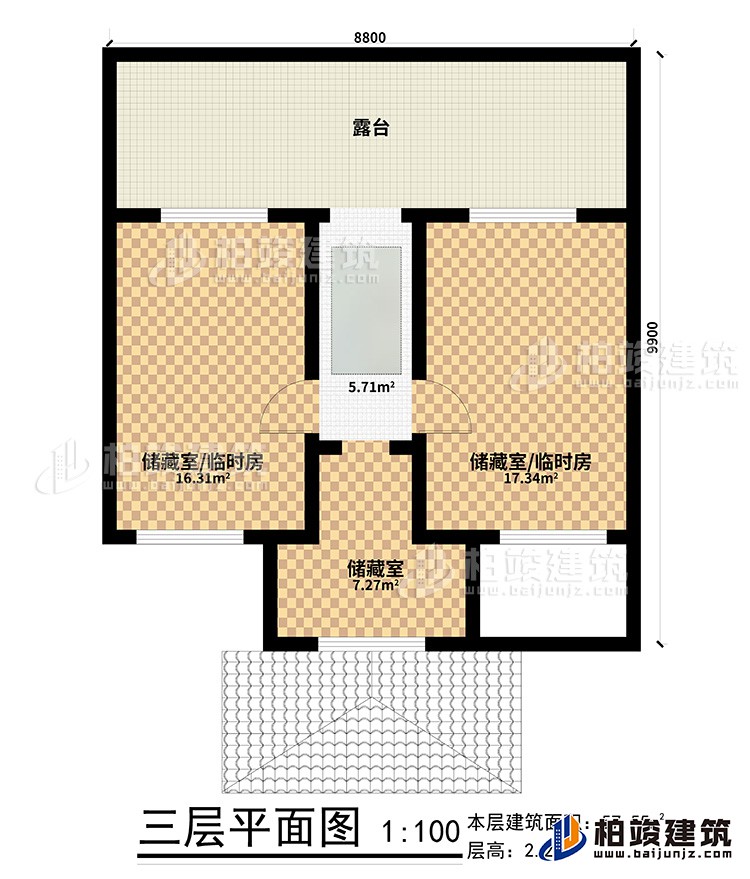 三層：3儲藏室，露臺